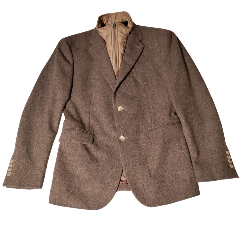 Hockerty Mens Brown Blazer Jacket Removable Quilted Bib 40R Custom - Imperfect